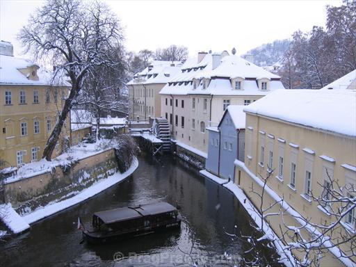 Certovka River and Kampa in Winter